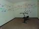 Basement featuring unique, colorful decorations and a workout machine, offering a versatile space at 2625 S 200 E, Lebanon, IN 46052