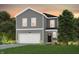 Charming two-story home boasts gray siding, white trim, and a two-car garage with landscaped front yard at 3928 Riverstone Dr, Whitestown, IN 46075