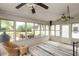 Sunroom showcasing the beautiful backyard, complete with patio seating and lush greenery at 4195 Locust Ln, Brownsburg, IN 46112