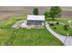 Overhead view of the barn, its concrete foundation, and the surrounding fields at 4817 N 150 W, Anderson, IN 46011