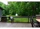 View from deck shows mature trees, lush lawn, shed, and garden at 6190 Red Day Rd, Martinsville, IN 46151