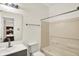 Clean bathroom featuring a shower and tub combo, along with vanity and mirror at 630 Harmony Way, Greenwood, IN 46143