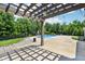 Covered patio area overlooking the pool and backyard, ideal for outdoor dining and relaxation at 644 Ridge Gate Dr, Brownsburg, IN 46112