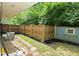 Fenced backyard offers privacy, with a small storage shed and ample space for outdoor enjoyment at 6550 Sunset Ln, Indianapolis, IN 46260