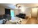 Inviting living room with sliding doors to the backyard and neutral decor at 865 Countryside Ln, Columbus, IN 47201