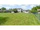 Expansive backyard with lush lawn, mature trees, landscaping, and the rear of a two-story home at 10502 E Lakeshore Dr, Carmel, IN 46033