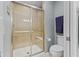 Clean bathroom with glass-enclosed shower and modern fixtures at 1146 Distinctive Way, Greenfield, IN 46140