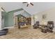 Spacious living room with high ceilings, hardwood floors, and a comfortable seating area at 1146 Distinctive Way, Greenfield, IN 46140