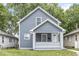 Charming blue two-story home with a cozy front porch and well-maintained lawn at 1425 N Grant Ave, Indianapolis, IN 46201
