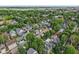 Aerial shot showcases a neighborhood's blend of houses and a lush tree cover at 1436 Central Ave, Indianapolis, IN 46202