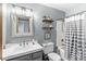 Bright bathroom with stylish mirror and shower at 312 W Clark Ln, Fairland, IN 46126
