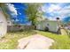 Green backyard with a shed, partial privacy fence, and some patio space, for outdoor enjoyment at 3220 Newton Ave, Indianapolis, IN 46201