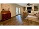Inviting living room with French doors, built-in shelving, and modern decor at 4625 Woodcrest Dr, Columbus, IN 47203