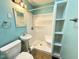 Bathroom featuring stand up shower and pedestal sink at 4853 Wentworth Blvd, Indianapolis, IN 46201