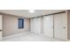 This basement includes a carpeted floor, recessed lighting, and a closet with sliding doors at 625 E 57Th St, Indianapolis, IN 46220