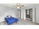 This bedroom features a ceiling fan and closet with an organizer at 671 Sonoma Ln, Greenfield, IN 46140