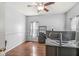 Home office with hardwood floors, neutral walls, and a ceiling fan at 671 Sonoma Ln, Greenfield, IN 46140