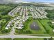 An aerial view of a large residential area with a pond nearby at 6830 Park Grove Blvd, Whitestown, IN 46075