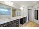 Elegant bathroom features double sinks, spacious countertop, and a separate shower at 6830 Park Grove Blvd, Whitestown, IN 46075