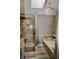 Bathroom with granite countertops, an enclosed shower and a soaking tub at 6862 Riverside Way, Fishers, IN 46038