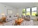 Comfortable living room featuring neutral sofa set, with a decorative rug, and bright window view at 7147 Buckley Branch Dr, Indianapolis, IN 46259