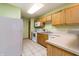 Traditional style kitchen features white appliances, tile floor and oak cabinets at 7545 Briarstone Dr, Indianapolis, IN 46227