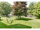 Spacious backyard with green grass, trees, and hammock, perfect for outdoor relaxation at 7942 Dillon Pl, Indianapolis, IN 46236