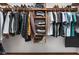 Organized closet with hanging clothes, folded items, and shoes on shelves at 842 Cheltenham Way, Avon, IN 46123