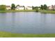 Picturesque pond surrounded by lush green vegetation and multiple neighborhood houses in the background at 8519 Frosty Rose Dr, Avon, IN 46123