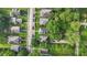 Bird's-eye view of a residential street with well-maintained homes and mature trees lining the neighborhood at 938 N Tuxedo St, Indianapolis, IN 46201