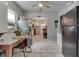 Bright kitchen showcasing tile floors, ample counter space, and a view to the living room at 952 Lasalle St, Indianapolis, IN 46201