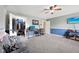 Open bedroom featuring plush carpet, a sofa, and a closet at 9833 Parkshore Dr, Fishers, IN 46038