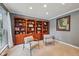 Bright living room with built in bookshelves and comfortable seating at 9833 Parkshore Dr, Fishers, IN 46038