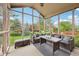 Inviting screened porch with wicker furniture, offering serene outdoor living space at 9833 Parkshore Dr, Fishers, IN 46038