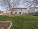 Wide shot of the yard, showcasing the generous grassy space, patio, and wooden fence at 10443 Ringtail Pl, Fishers, IN 46038
