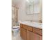 Bathroom featuring a vanity, toilet, a shower with a curtain, and neutral paint at 1202 Orphant Annie, Greenfield, IN 46140