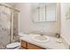 Bathroom features neutral paint, a vanity, toilet, and shower with a curtain at 1202 Orphant Annie, Greenfield, IN 46140