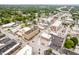 Wide aerial view showing local shopping area with various businesses, streets, and extensive parking at 1209 Cottage Ave, Indianapolis, IN 46203