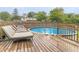 Backyard featuring a pool with a deck, seating, and privacy fencing at 1514 Bittersweet Dr, Greenfield, IN 46140