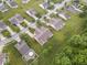 Desirable aerial view of a neighborhood with mature trees and well-maintained lawns with inviting curb appeal at 1905 Persimmon Grove Dr, Indianapolis, IN 46234