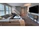 Comfortable living room with ample natural light, a cozy sofa, and a large television at 2223 Shaftesbury Rd, Carmel, IN 46032