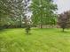 Vast backyard with lush green grass, mature trees, and a charming birdbath, creating a peaceful and inviting outdoor setting at 3004 N Timber Ln, Muncie, IN 47304