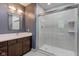 Bathroom boasts a glass shower and a vanity with plenty of storage at 4853 E 65Th St, Indianapolis, IN 46220