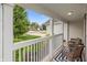 Cozy front porch with seating, framed by white railings and green landscaping at 5216 Lakeside Manor Blvd, Indianapolis, IN 46254