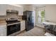 Eat-in kitchen features stainless steel appliances and a sunlit breakfast nook at 5216 Lakeside Manor Blvd, Indianapolis, IN 46254