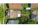 Aerial view of property with large backyard, landscaping, and surrounding neighborhood at 621 N Livingston Ave, Indianapolis, IN 46222