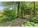 Backyard with a wooden swing creates a peaceful outdoor retreat surrounded by lush greenery and mature trees at 7630 Blain Way, Indianapolis, IN 46254