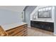 Bathroom with vanity, mirror, and hardwood floors at 7630 Blain Way, Indianapolis, IN 46254
