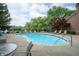 Community pool with lounge chairs, offering a relaxing outdoor retreat on a sunny day at 131 Olde Mill Bay, Indianapolis, IN 46260