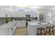 Modern kitchen featuring white cabinetry, a gray backsplash, stainless steel appliances, and a center island with barstool seating at 1405 Deloss St, Indianapolis, IN 46201